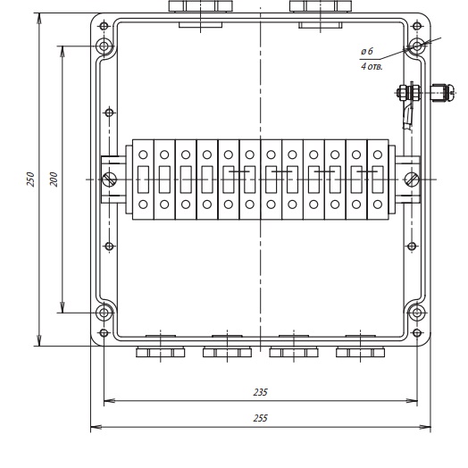 Номинальные размеры коробки ВЭ 250.М32